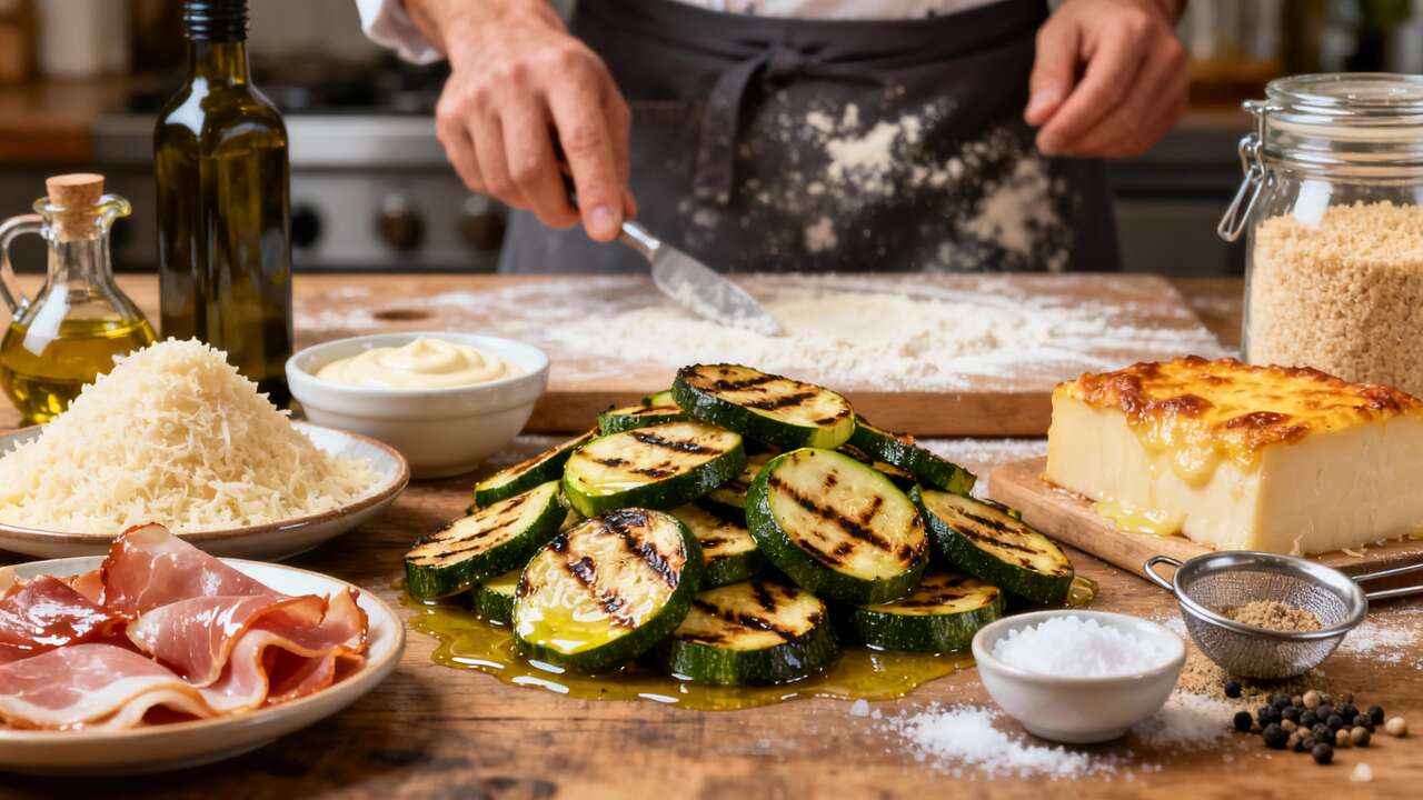 Questo gratin di zucchine con prosciutto e formaggio è il preferito della mia famiglia